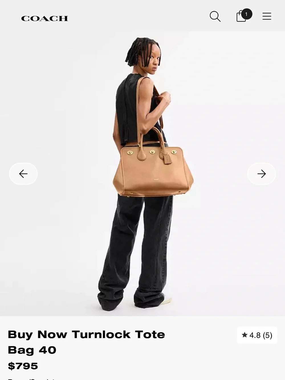 Coach Sandstone Turnlock Tote Bag 40